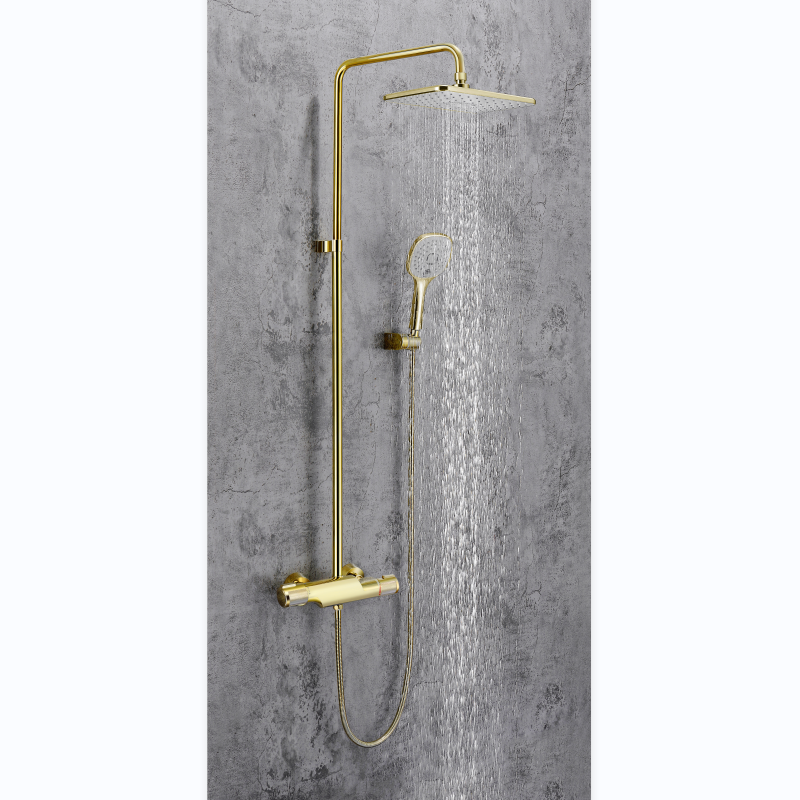 Polished Gold Shower System Shower Faucet Sets Complete with Wall Mounted Shower Fixtures Valve Body and Trim Kit