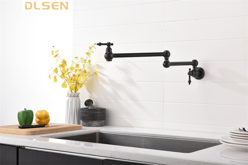 American Hot Sale Classic Wall Mounted Sink Taps Filler Antique Kitchen Mixer Faucets Foldable Oil Rubbed Bronze Kitchen Faucet