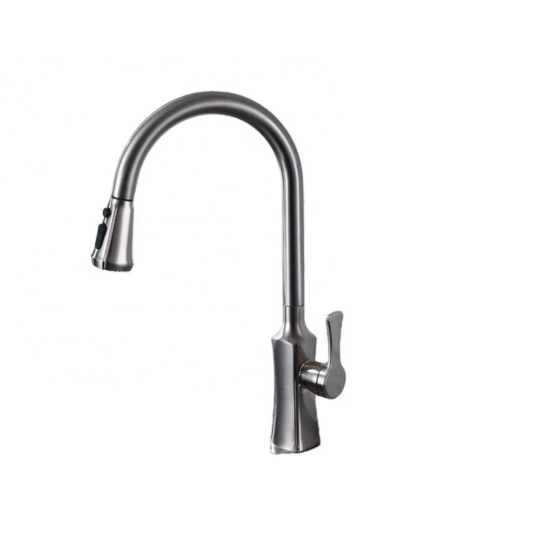 Kitchen Tap North American CUPC Nsf Standard Matte Black Modern Contemporary Ceramic Apartment Kitchen Faucet 3 Way Pull Out