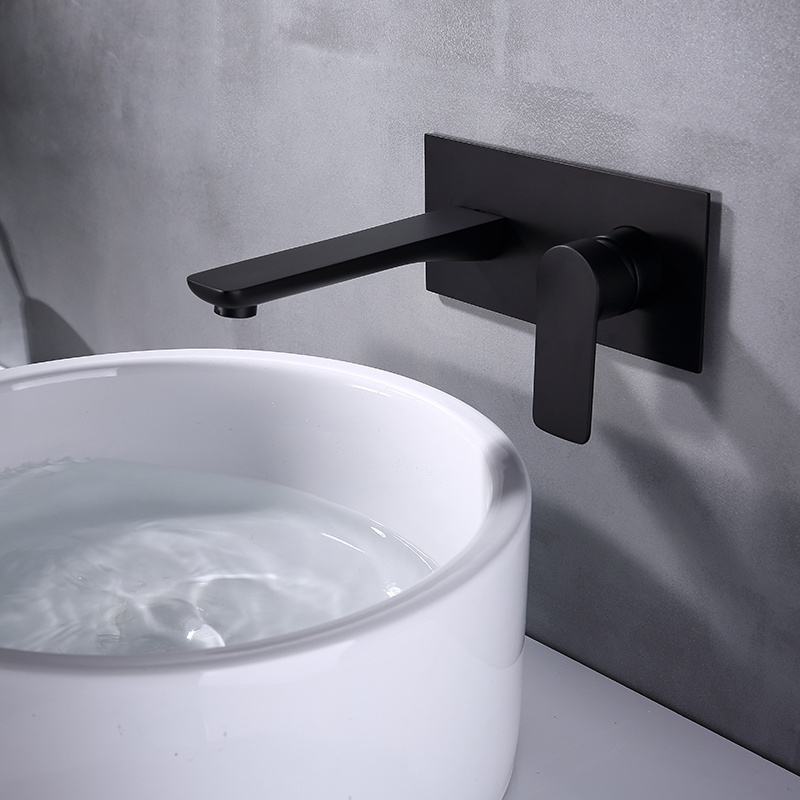 Black Ceramic Contemporary Matte Black Modern Hot Cold Water Mixer Cool Bathroom Faucet Square Type in Matte Black Color 2 Holes