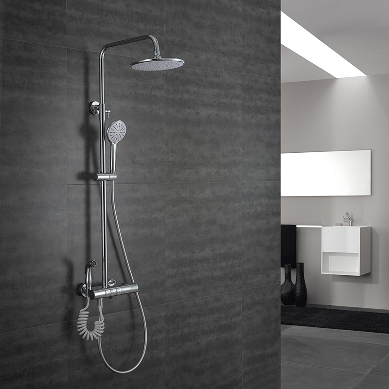 Brass Polished Chrome Shower Faucet With Bidet Sprayer Function Exposed Shower System Set for Hotel Bathroom