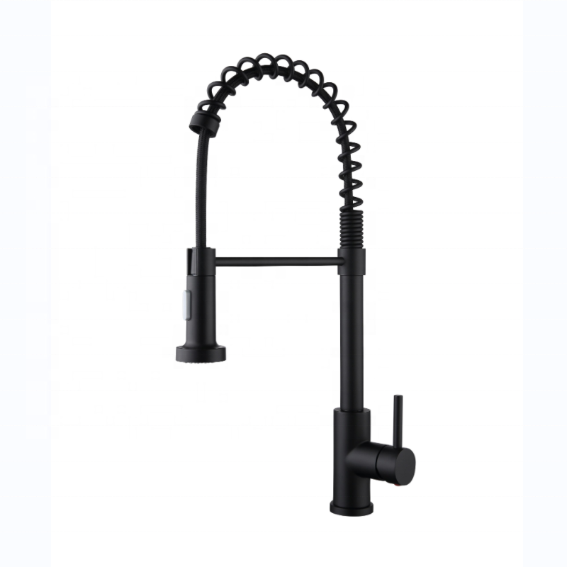 Good Selling SUS304 Kitchen Spring Faucets 3 Function Sprayer Cheap Kitchen Taps Black Tap with Pull Down Stainless Steel Modern