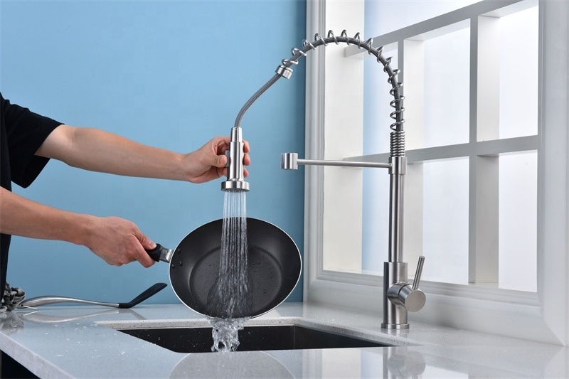 Kitchen Faucet with Pull Down Sprayer Commercial Spring Kitchen Sink Faucet Pull Out Sprayer Hot Selling Stainless Steel Modern