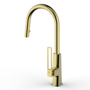 Brushed Gold High Arc Kitchen Faucet with Pull Down Sprayer Commercial Rv Single Lever Kitchen Sink Tap Laundry Faucet Brass