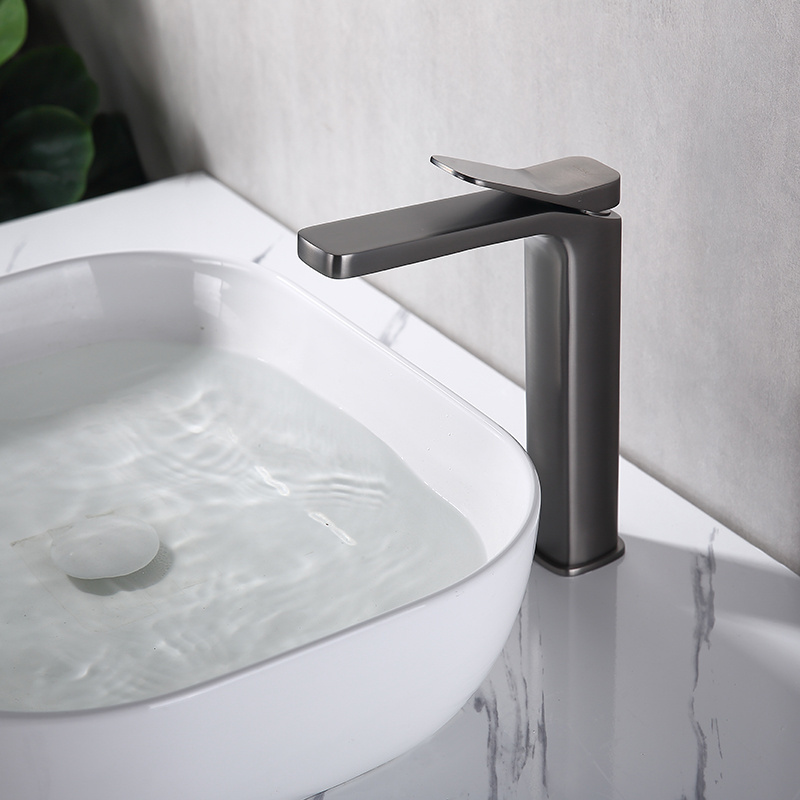 Basin Faucet Italy Design Bathroom Faucet Hot Cold Water Grey Color Basin Brass Faucet for Hotel Bathroom with Cheap Price