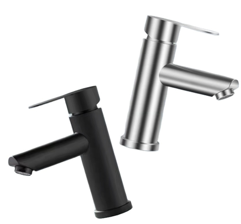 SUS304 Stainless Steel Bathroom Faucet one Hole Mixer Tap Deck Mount Black Tap Single Handle Lavatory Basin Vanity Sink Faucet