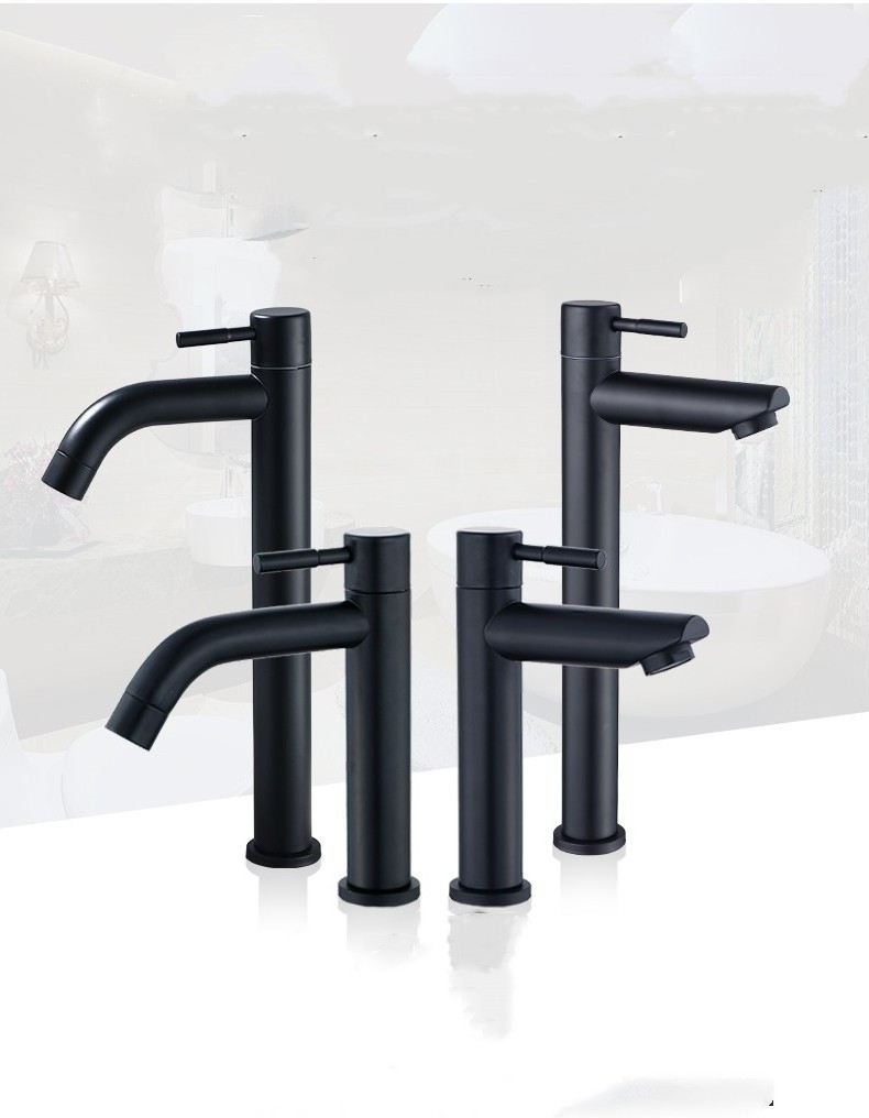 Commercial Cold Water Matte Black Stainless Steel Bathroom Water Tap Toilet Basin Faucet Tap with CE certificate