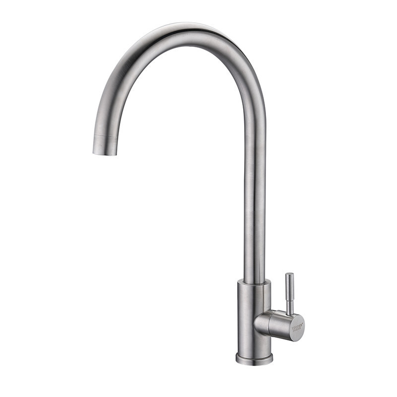 Factory Price Gooseneck Kitchen Tap Brushed Nickel Finish Kitchen Sink Faucet for Cold Water