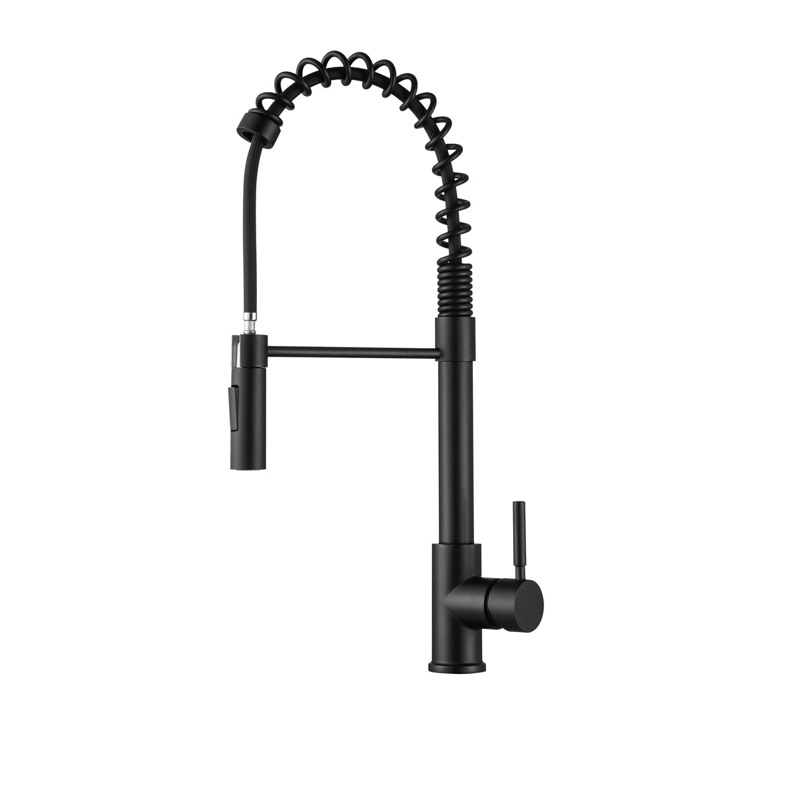 Factory wholesale farmhouse kitchen faucets 304 stainless steel black deck mount kitchen faucet