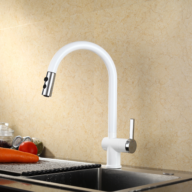 High quality kitchen sink tap spray copper anti splash pull out kitchen faucets with hoses