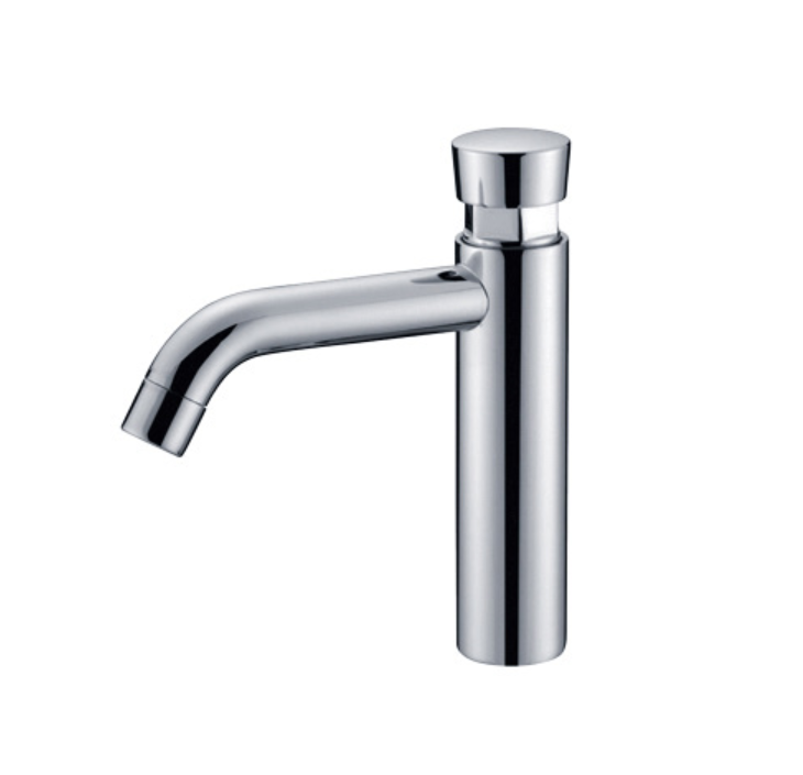 Public self closing taps bathroom sink water saving time delay faucets chrome push button hand wash faucet