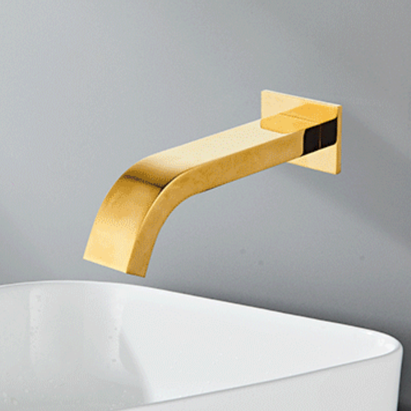 Hot Sale Waterfall Wall Mount Bathroom Handle Free Sink Faucet Solid Brass Bathroom Tub Sensor Faucet Brushed Gold Modern CN;GUA