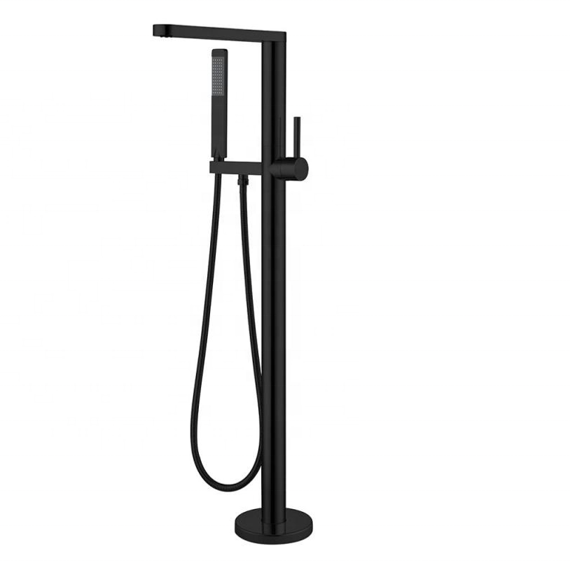 North American Style Contemporary Roman Square Shower Tap Matt Black Single Lever Free Standing Bathtub Tub Faucet with cUPC