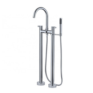 Hot Sale Brass Freestanding Chrome Bath Floor Mounted Spout Waterfall Bathtub Mixer Taps Faucet Filter for Apartment Bathroom