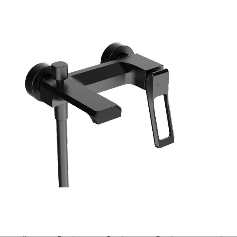 YUFA Wall Mount Bath Shower Mixer with Hand Shower Adjustable Sliding Bar Brass Black Bathtub Faucet Taps