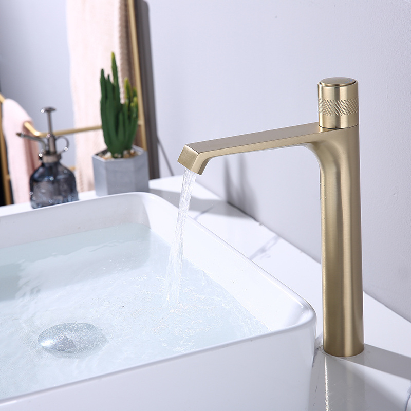 Tall Lavatory Faucet Basin Tap New Design Golden Hot Cold Water Mixer Single Handle Basin Faucet Metered Faucets Single Hole