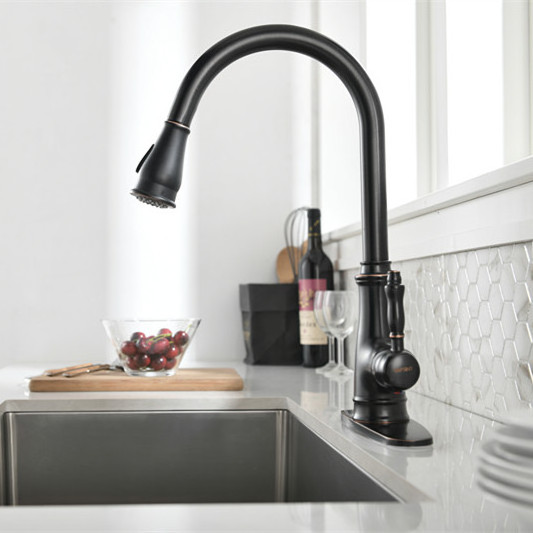 Online Hot Selling Kitchen Taps Pullout Kitchen Sink Taps for Hot Cold Water Function Kitchen Faucet Mixers Oil Rubbed Bronze