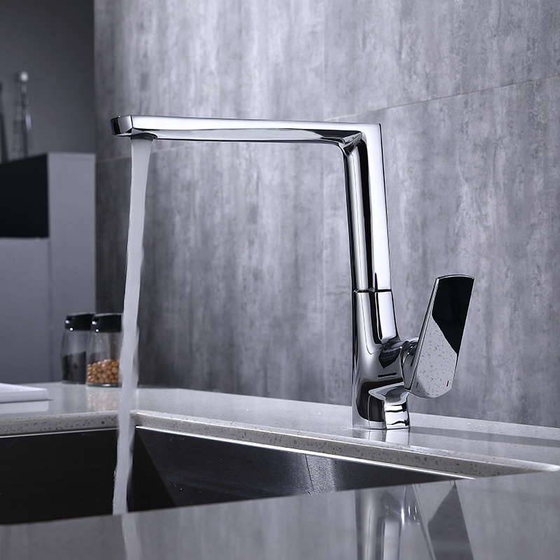 Commercial Grade Polished Chrome Kitchen Taps Villa Single Handle Hot Cold Water Mixer Faucet