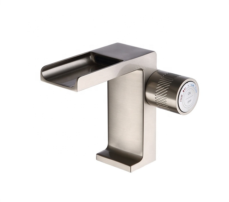 Modern New Brushed Nickel Faucet for Bathroom Sink Vessel Faucet Deck Mount Vanity Faucet 100% Lead-free Waterfall Bathroom Tap