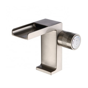 Modern New Brushed Nickel Faucet for Bathroom Sink Vessel Faucet Deck Mount Vanity Faucet 100% Lead-free Waterfall Bathroom Tap