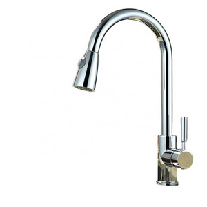 Good Sale Polished Chrome and Brushed Nickel Pull Out Kitchen Faucet for North American Market Nylon Modern Contemporary Ceramic