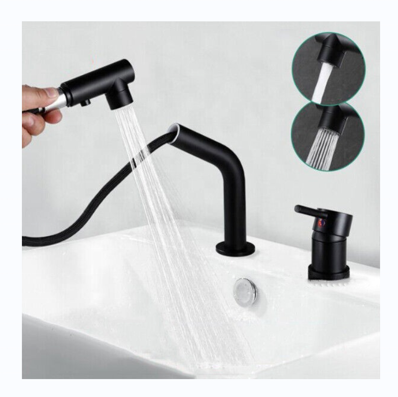 High Quality hot sale modern 360 Rotating Luxury Faucet for Bathroom Pullout Basin Faucet UPC certificate Single Lever Two Hole