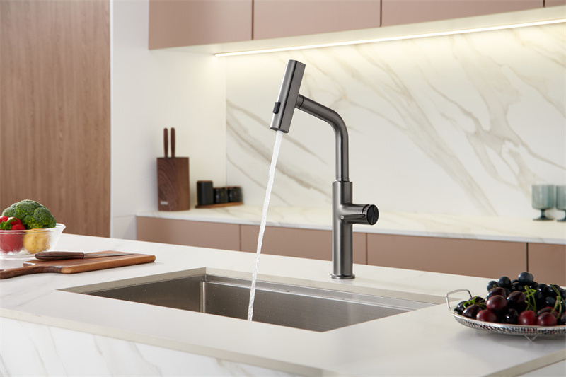 Bathroom Faucet with LED Temperature Display Adjustable Faucet with Pull Down Sprayer Waterfall Rainfall Faucet for Bathroom