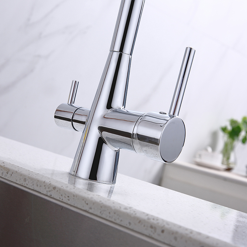 Nice Design Chrome Kitchen Faucet with Dual Handles For UK Market Brass Double Handle Brass Kitchen Mixer Taps