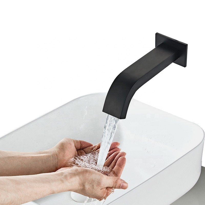 Single Cold Bathroom Vessel Wall Infrared Induction Sensor Faucet Wall Mounted Basin Sink Tub Mixer Taps 2023 Touchless Black