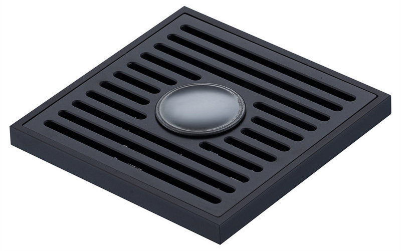 Whole Sale China Supplier Solid Brass Good Quality Floor Drain Square Floor Trap Drains Black with Quick Water Let-out