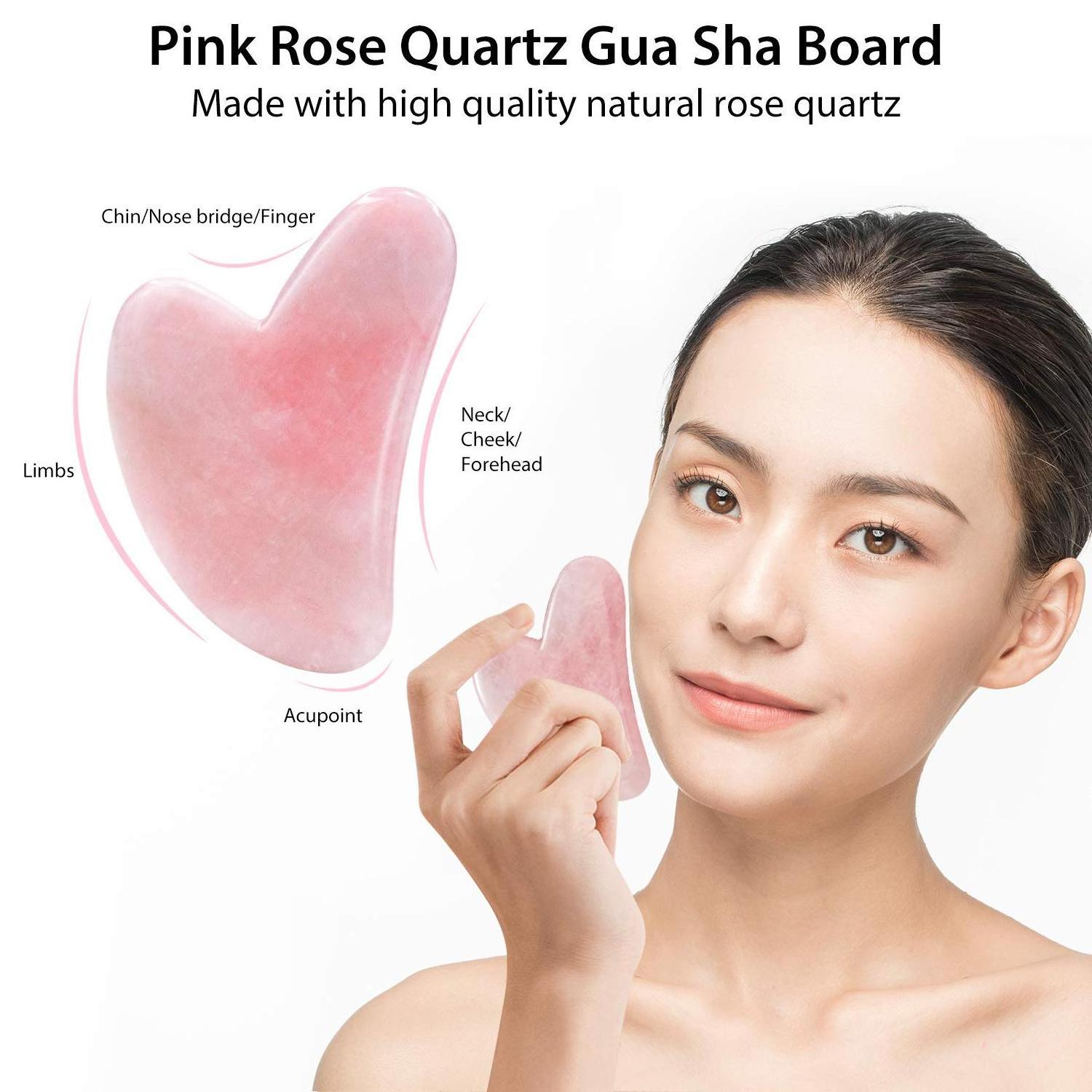 A Level Heart Shape Gua Sha Tool Natural Stone Pink Rose Quartz Jade Gua Sha for Face Scraper