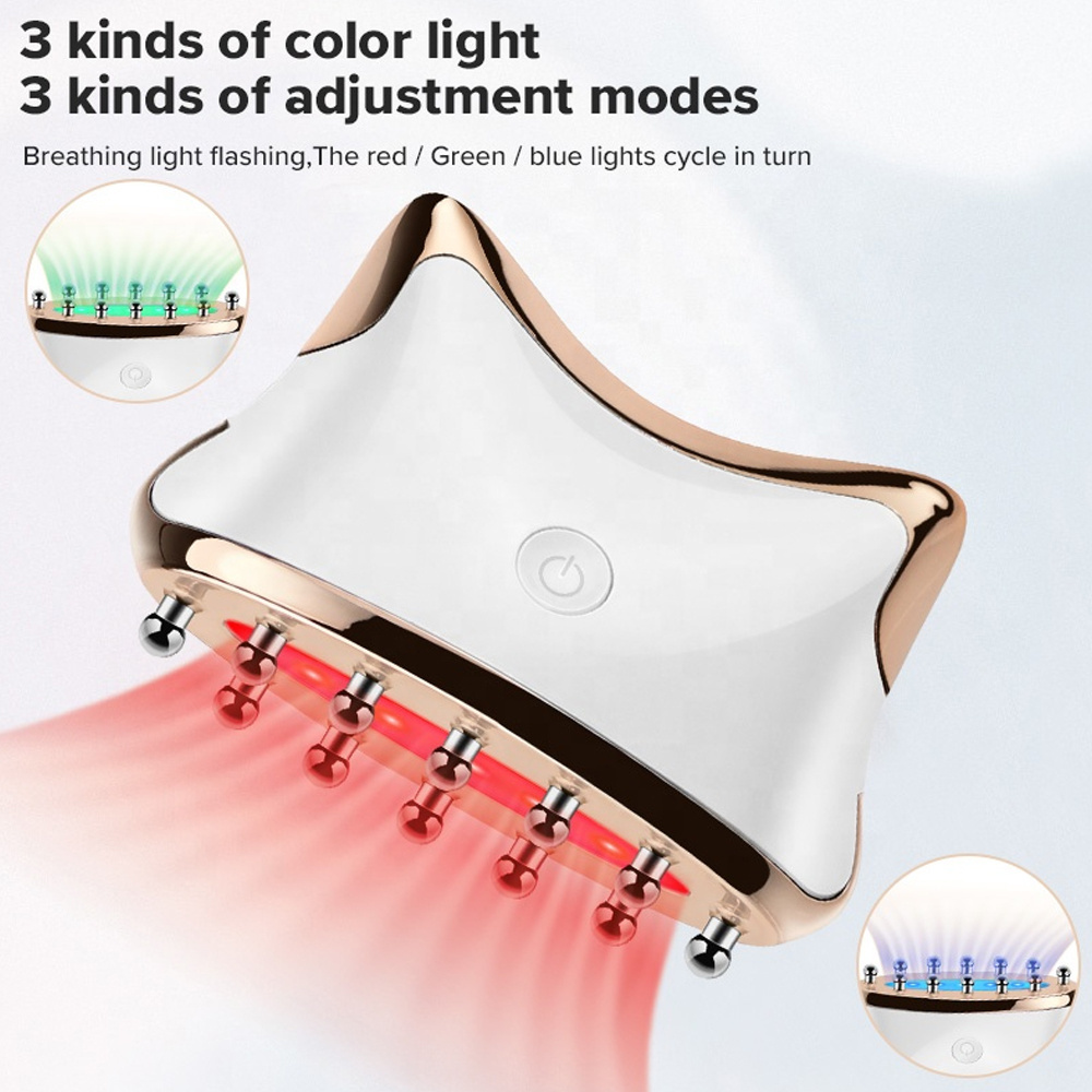 EMS Microcurrent Meridian Led Face Neck Lift Microcurrent Guasha Facial Tool Guasha Electric Body Massager