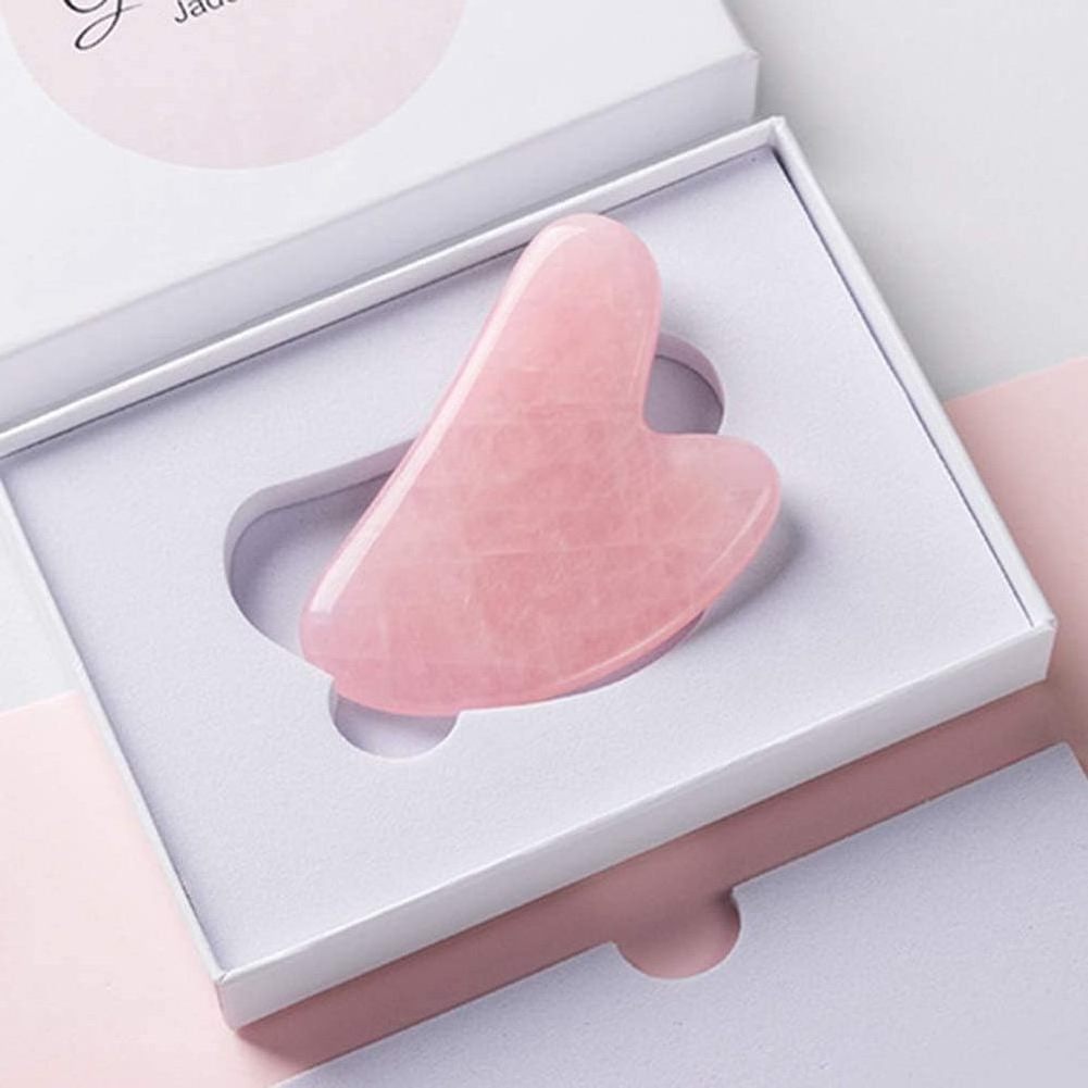 Natural Jade Gua Sha Scraper Board Massage Rose Quartz Jade Guasha Stone For Chin Neck Face Lifting