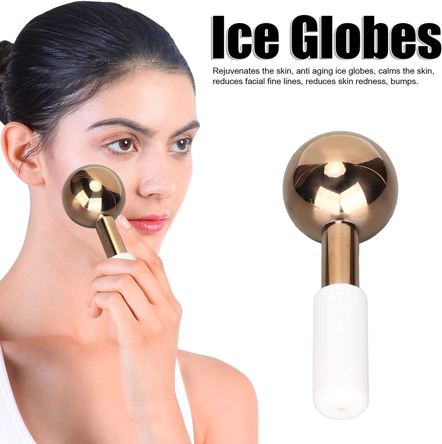 Custom Logo Beauty Ice Globes Facial Massage Tool Cooling Body Eye Face Massage Cyro Stainless Steel Ice Globes