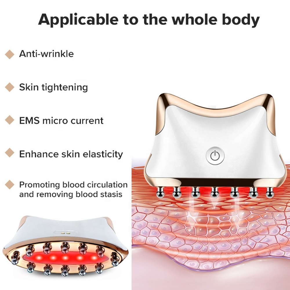 EMS Microcurrent Meridian Led Face Neck Lift Microcurrent Guasha Facial Tool Guasha Electric Body Massager