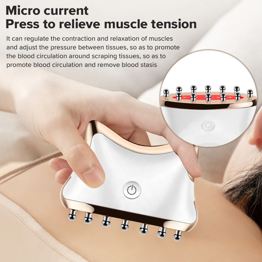 EMS Microcurrent Meridian Led Face Neck Lift Microcurrent Guasha Facial Tool Guasha Electric Body Massager