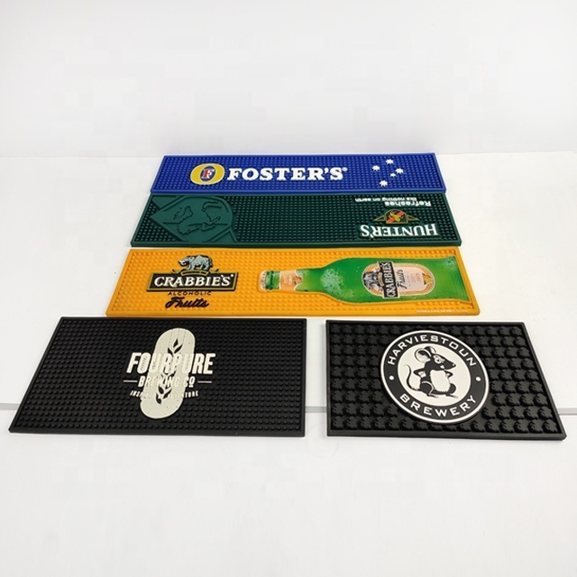 Custom Print Logo Led Bar Coaster Rubber Mat bar runner