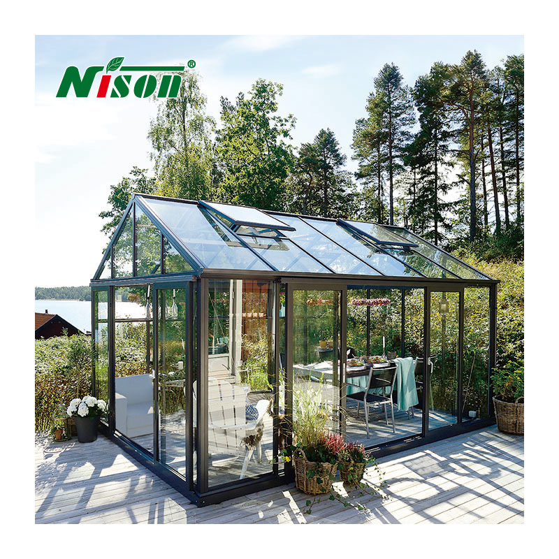 Garden outdoor backyard solar photovoltaic glass roof pool house glazed sliding sunroom conservatory greenhouse