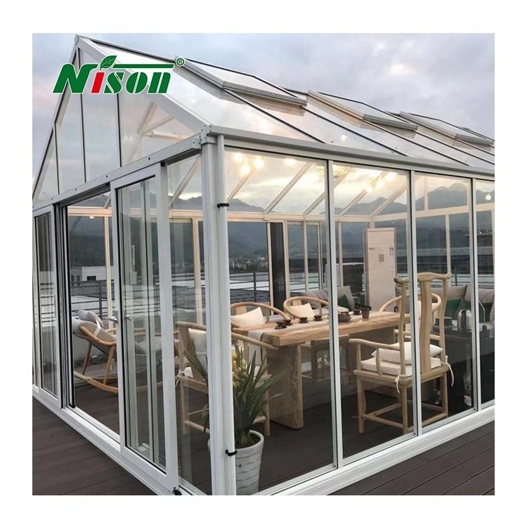 Custom Size Outdoor Patio Gazebo wooden house Aluminum Glass House Sunroom Garden House greenhouse