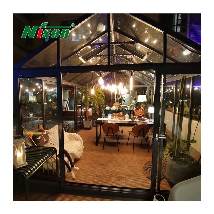 Custom Size Outdoor Patio Gazebo wooden house Aluminum Glass House Sunroom Garden House greenhouse