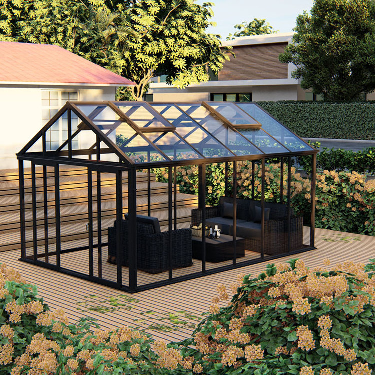 Custom Size Outdoor Patio Gazebo wedding tent Aluminum Glass House SUNROOM Garden House greenhouse container house