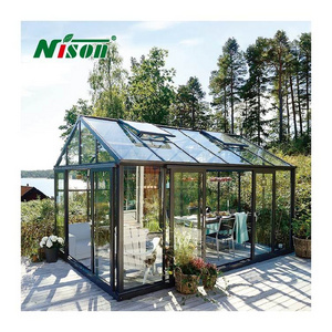 prefab houses Season Solarium Veranda Greenhouse Glass House Single Aluminum Winter Garden Conservatory Triangle Sunroom