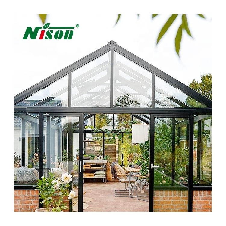 Aluminum Modular Prefabricated House Double Tempered Glass House Conservatory Sunrooms For Garden