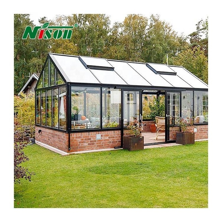 Aluminum Modular Prefabricated House Double Tempered Glass House Conservatory Sunrooms For Garden