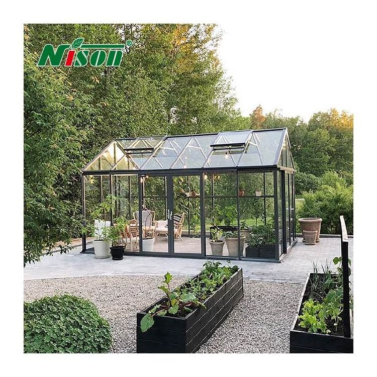 prefab houses Season Solarium Veranda Greenhouse Glass House Single Aluminum Winter Garden Conservatory Triangle Sunroom