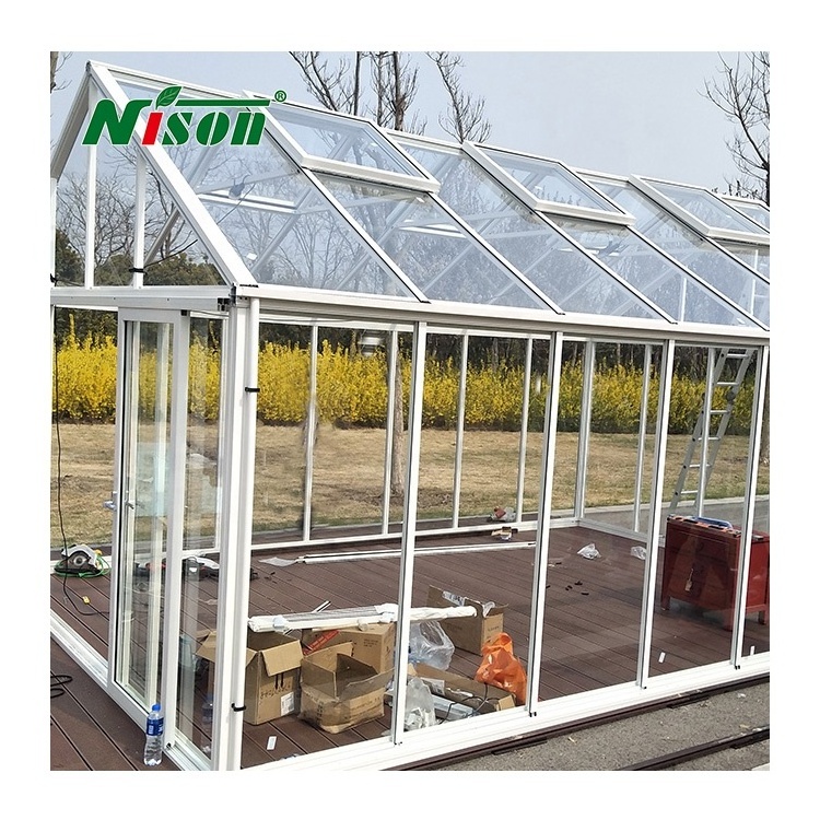 China Market Popular Garden Glass Sunroom Aluminium Modern Home Luxury Prefab House Photovoltaic Glass Sunrooms Greenhouse