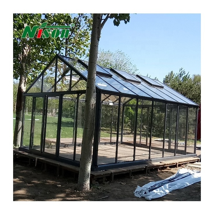 Free standing waterproof prefab houses aluminum frame glass house prefab sunroom triangle roof prefab house