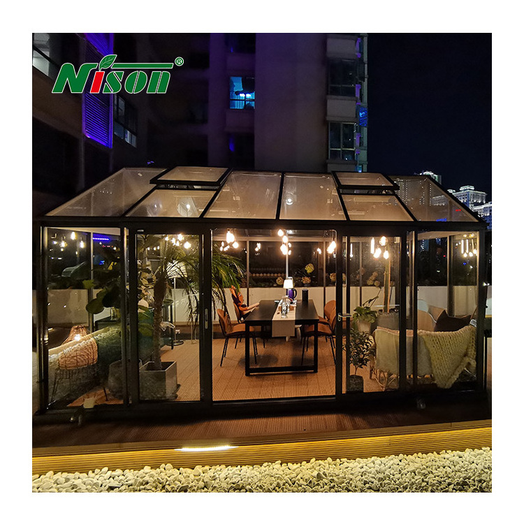 shops Custom Size Outdoor Patio Gazebo party tent Aluminum Glass House Sunroom Garden House greenhouse