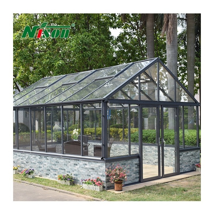 Nison DIY Free standing waterproof aluminum frame glass house prefab sunroom