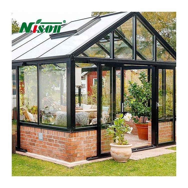 Aluminum Modular Prefabricated House Double Tempered Glass House Conservatory Sunrooms For Garden